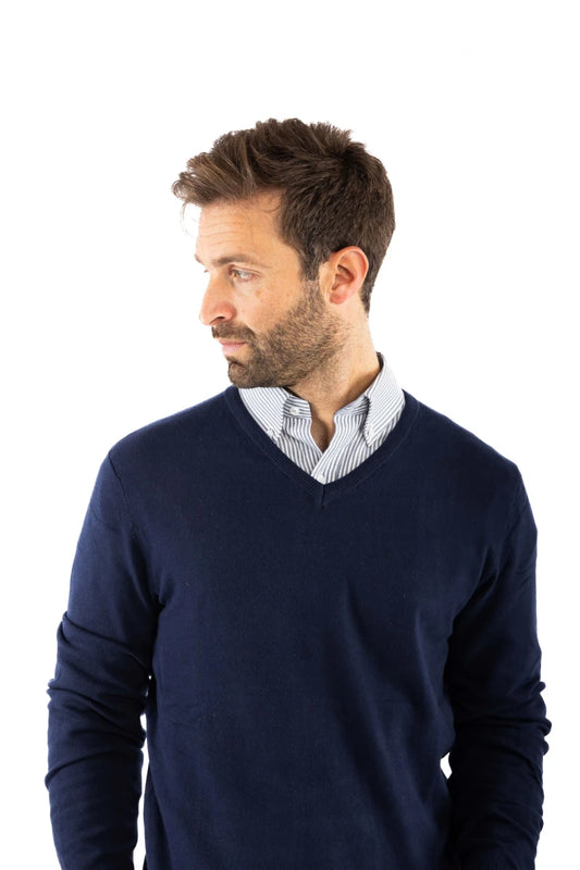 Sweater Brixham Escote V - Denim Blue