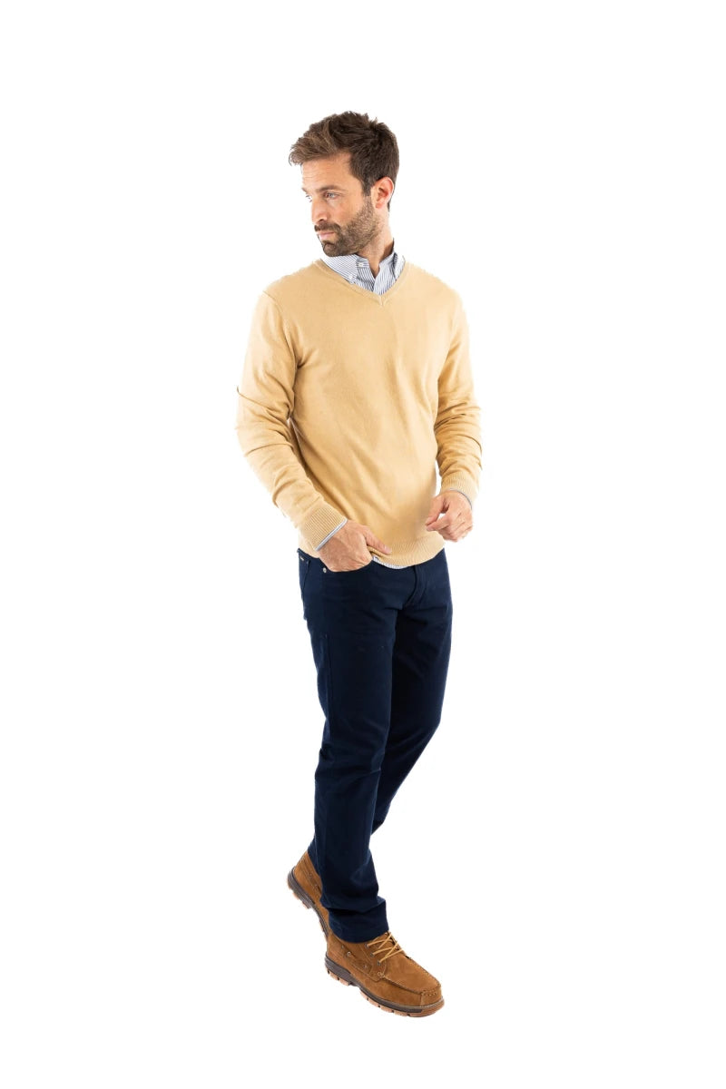 Sweater Brixham Escote V - Tostado