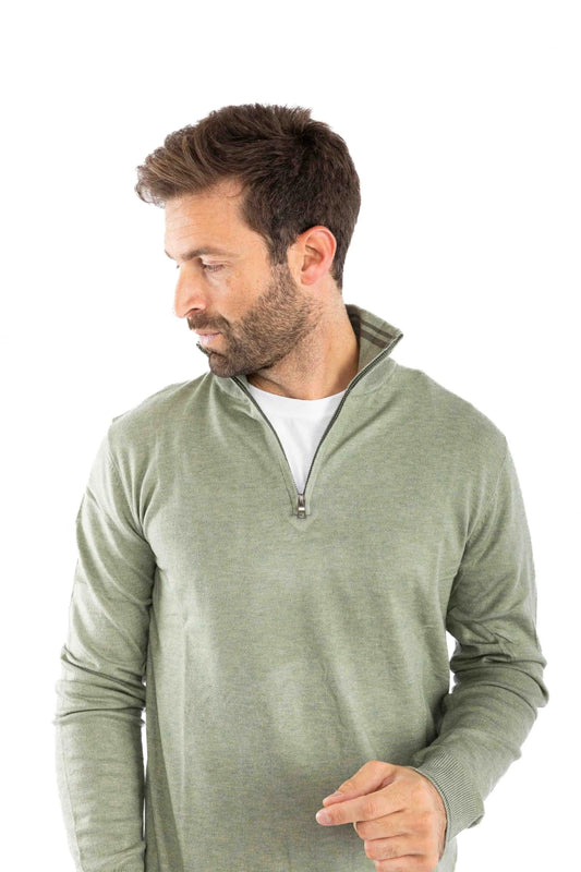 Sweater Dass Medio Cierre - Verde Claro